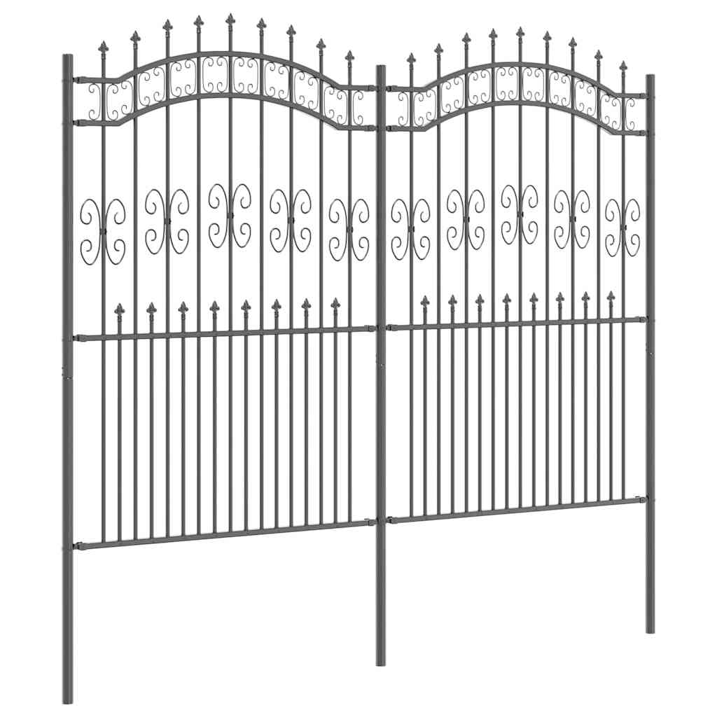 Garden Fence Grey 215 cm Powder-coated steel