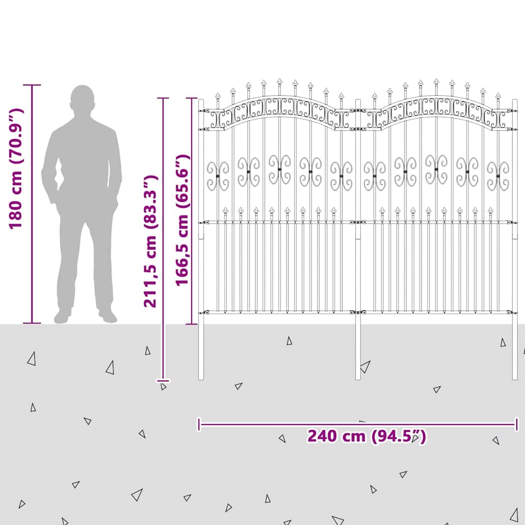 Garden Fence Grey 215 cm Powder-coated steel
