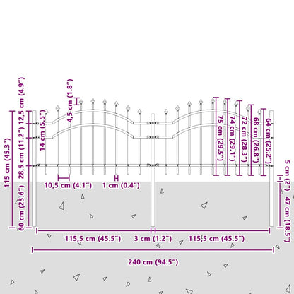 Garden Fence White 115 cm Powder-coated steel
