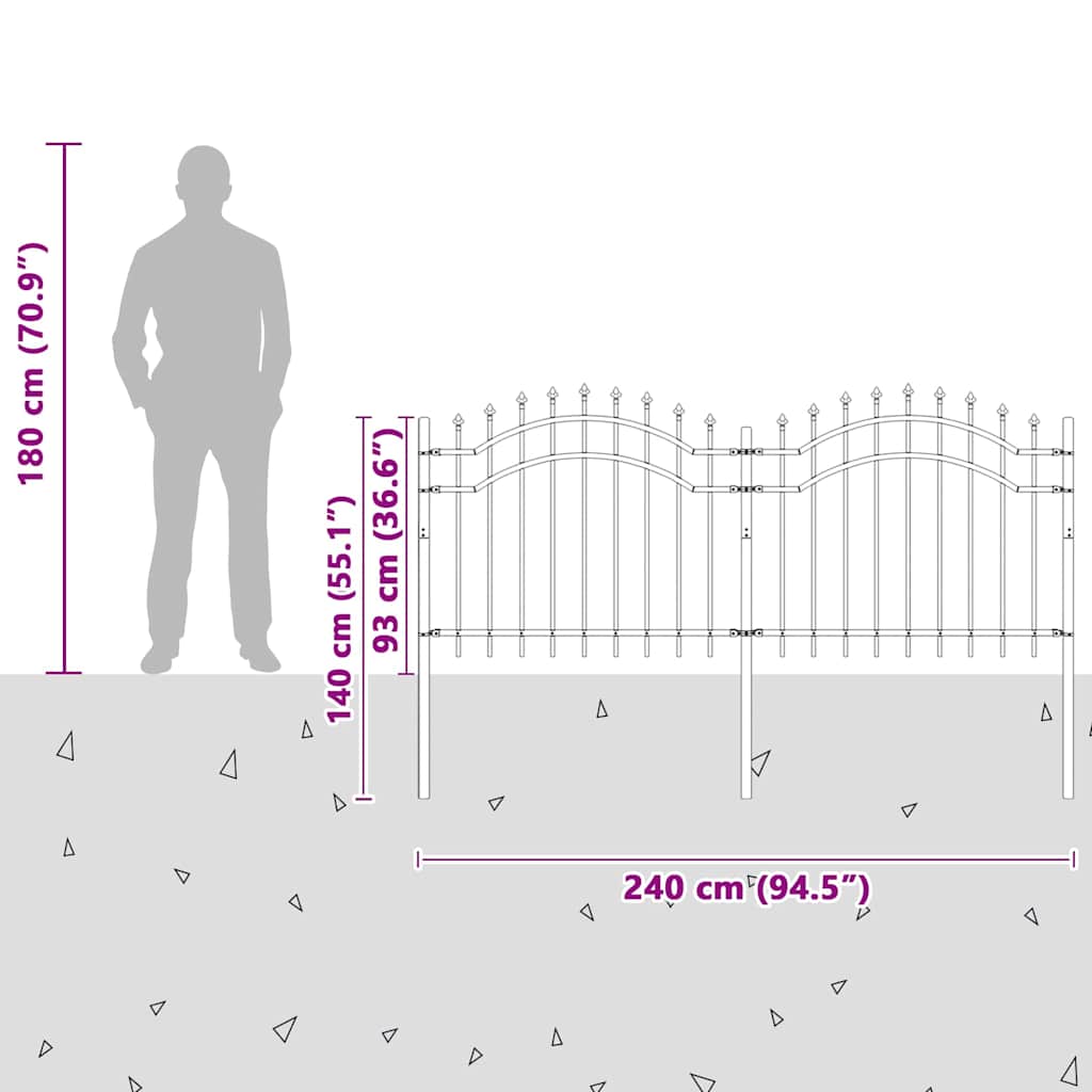 Garden Fence White 140 cm Powder-coated steel