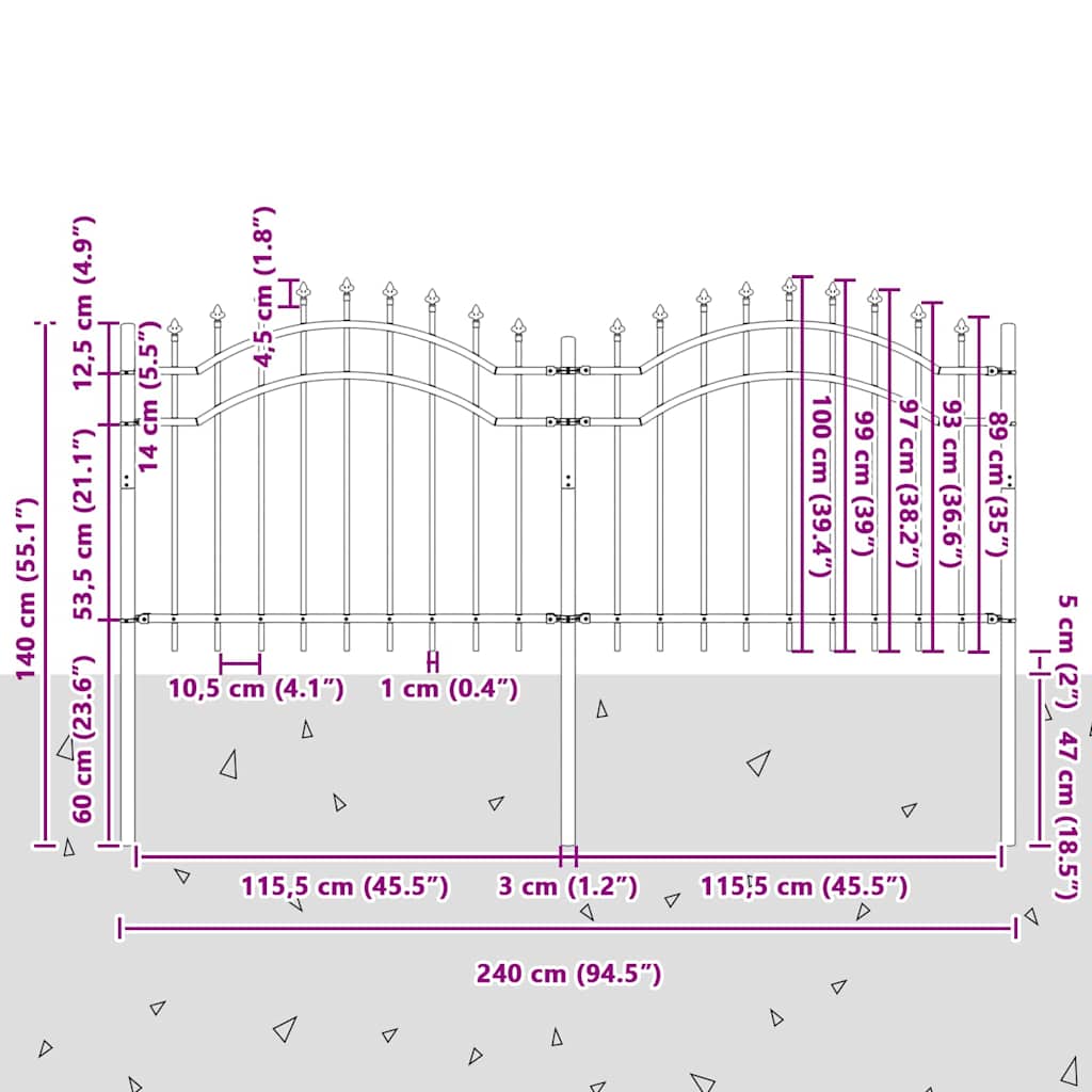 Garden Fence White 140 cm Powder-coated steel