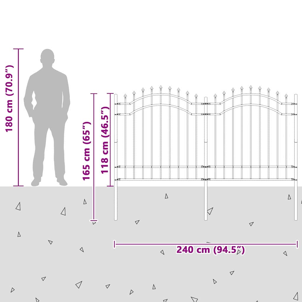 Garden Fence White 165 cm Powder-coated steel