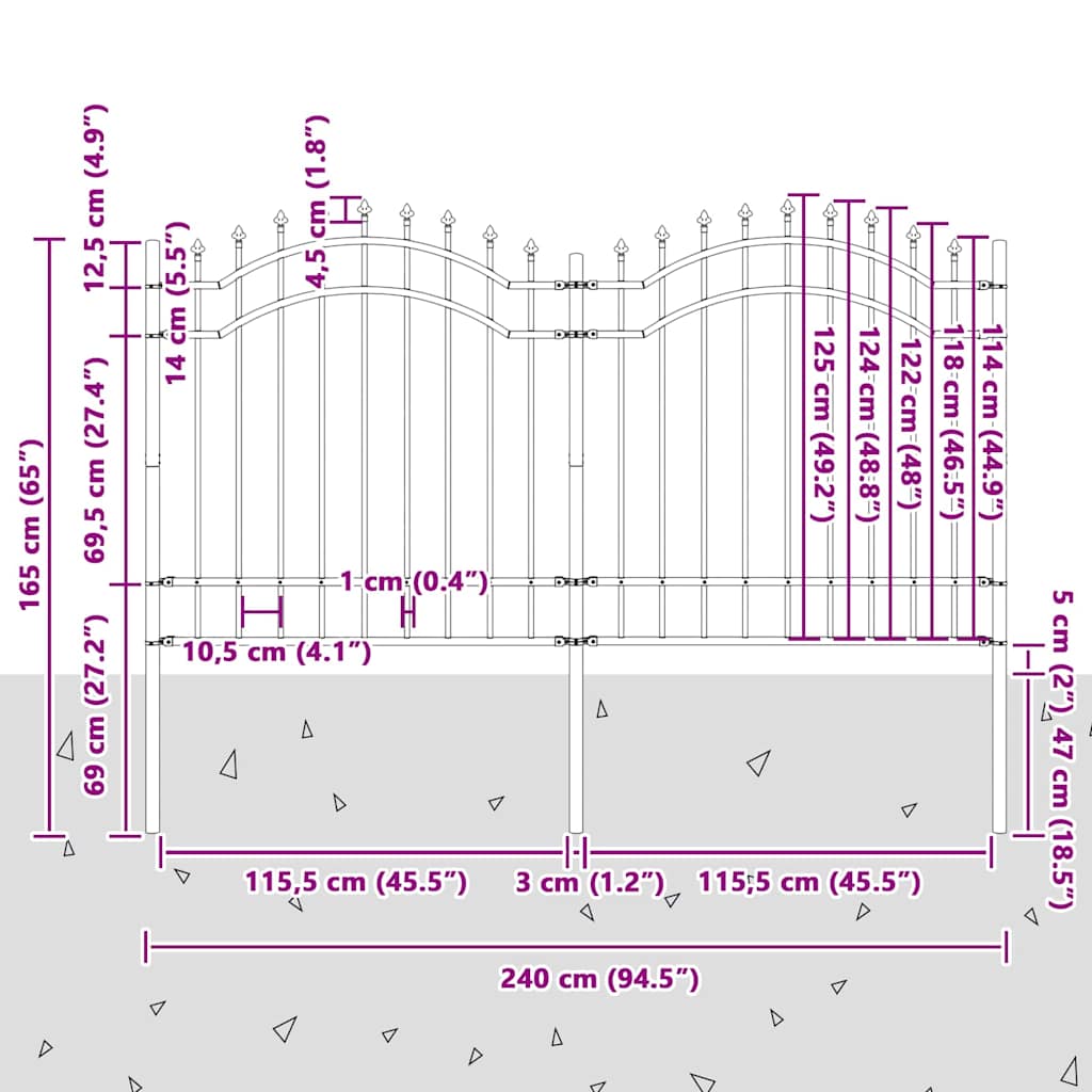 Garden Fence White 165 cm Powder-coated steel