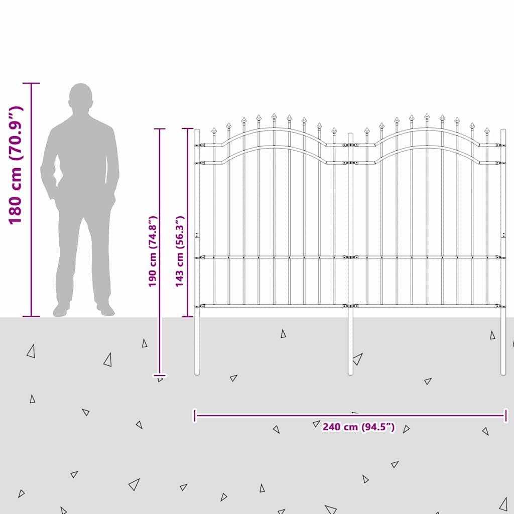 Garden Fence White 190 cm Powder-coated steel