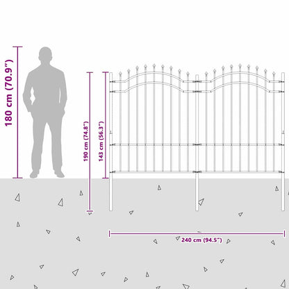 Garden Fence White 190 cm Powder-coated steel