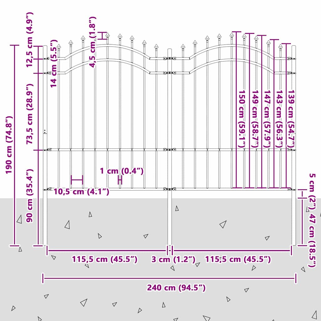 Garden Fence White 190 cm Powder-coated steel