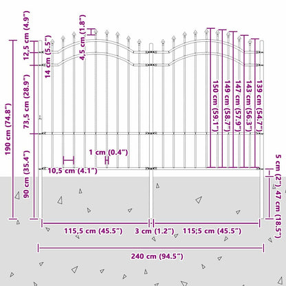 Garden Fence White 190 cm Powder-coated steel