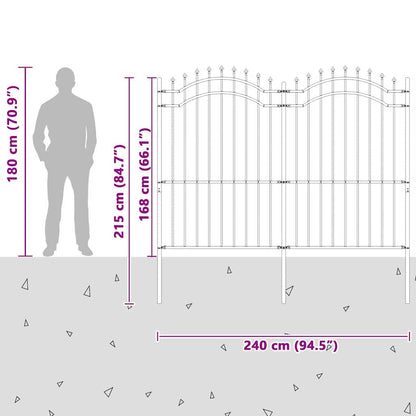 Garden Fence White 215 cm Powder-coated steel