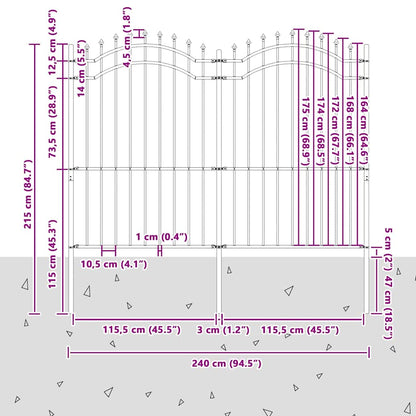Garden Fence White 215 cm Powder-coated steel