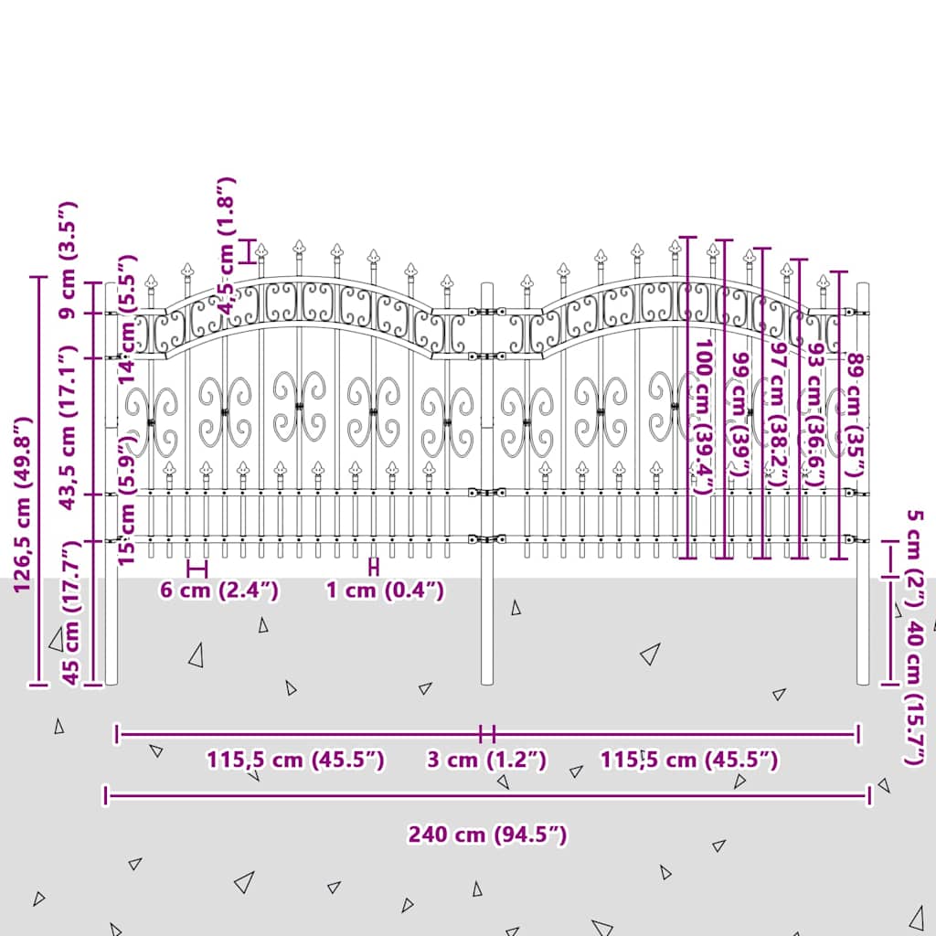 Garden Fence White 140 cm Powder-coated steel