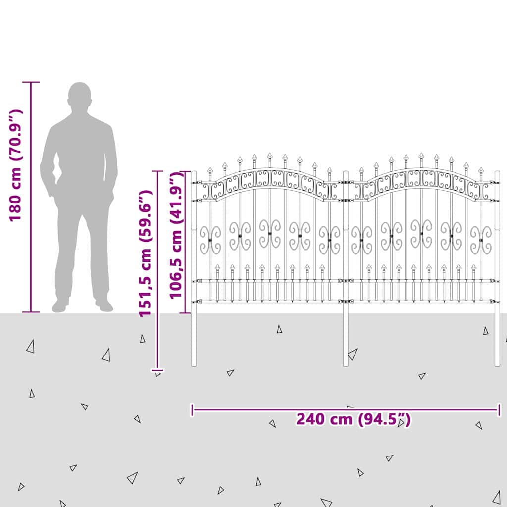 Garden Fence White 165 cm Powder-coated steel