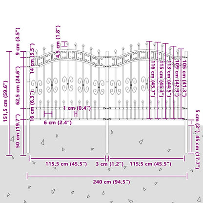 Garden Fence White 165 cm Powder-coated steel