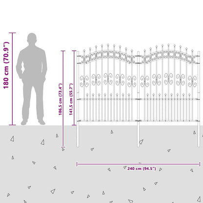 Garden Fence White 190 cm Powder-coated steel
