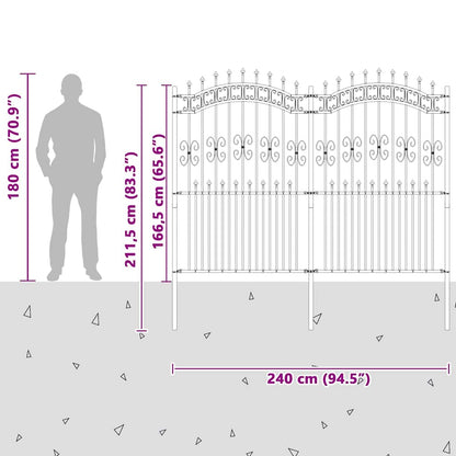 Garden Fence White 215 cm Powder-coated steel