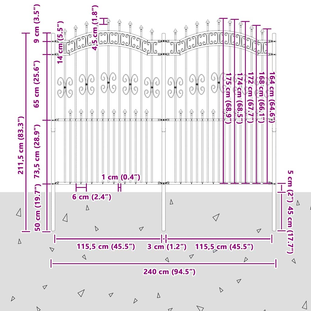 Garden Fence White 215 cm Powder-coated steel