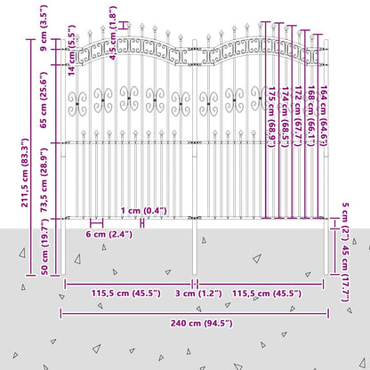 Garden Fence White 215 cm Powder-coated steel