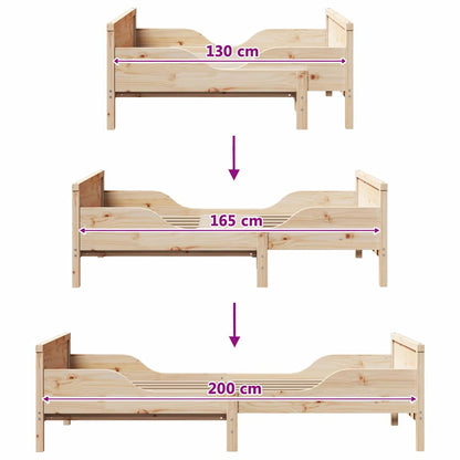 Extendable Bed Frame for Kids Other Brown 80 x 130 / 165 / 200 cm