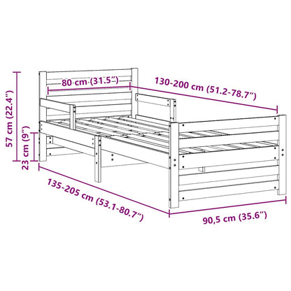 Extendable Bed Frame for Kids Other White 80 x 130 / 165 / 200 cm