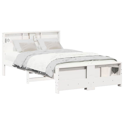 Bed Frame with Headboard White 120 x 200 cm Solid pine wood