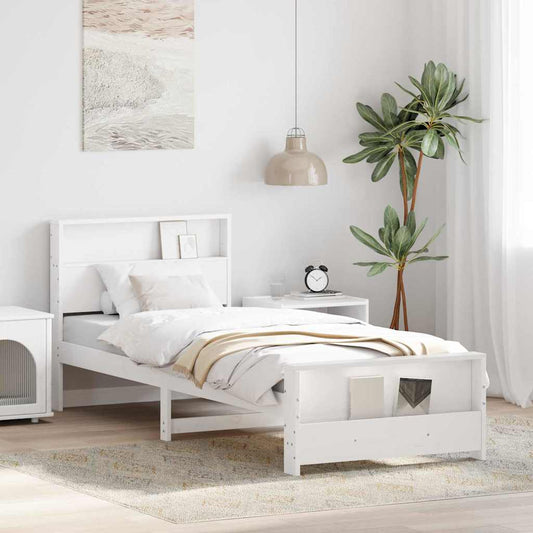 Bed Frame with Headboard White 80 x 200 cm Solid pine wood