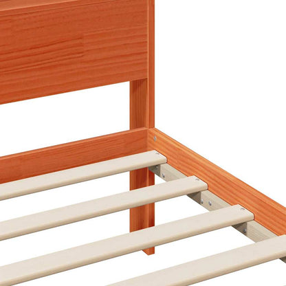 Bed Frame with Headboard Wax brown 80 x 200 cm Solid pine wood