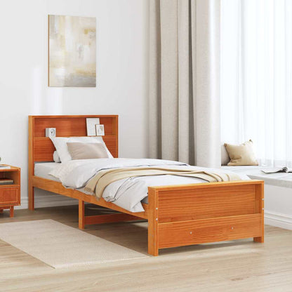 Bed Frame with Headboard Wax brown 80 x 200 cm Solid pine wood