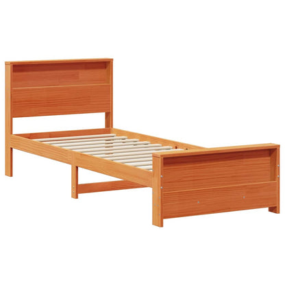 Bed Frame with Headboard Wax brown 80 x 200 cm Solid pine wood