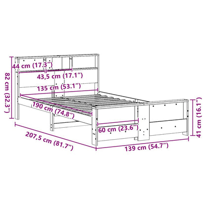 Bed Frame with Headboard Brown 135 x 190 cm Solid pine wood