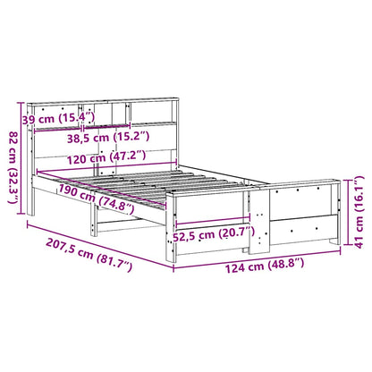 Bed Frame with Headboard White 120 x 190 cm Solid pine wood