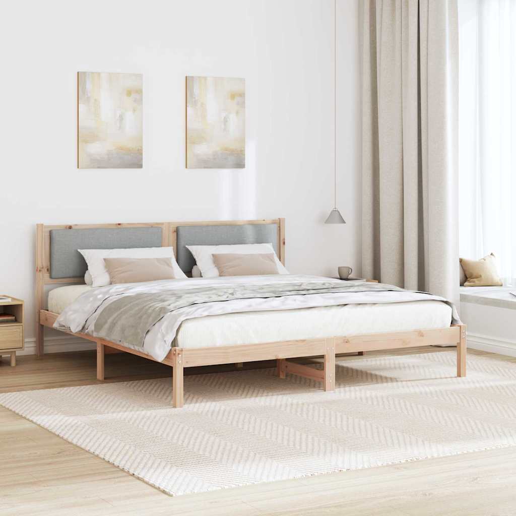 Bed Frame Light Grey 180 x 200 cm Solid Pine Wood