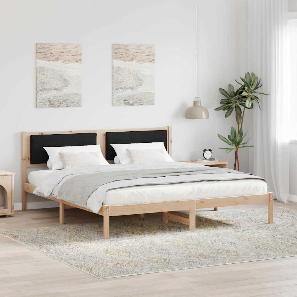 Bed Frame with Headboard Black 180 x 200 cm Solid Pine Wood