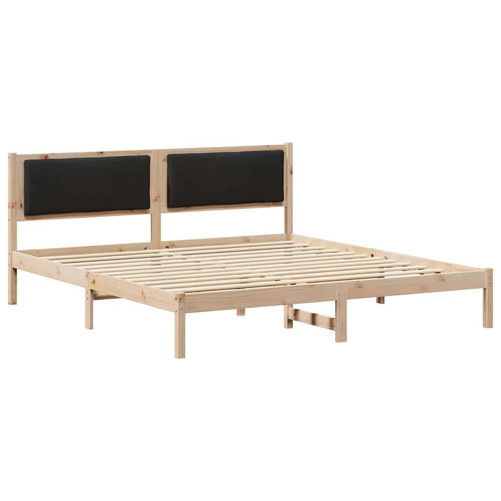 Bed Frame with Headboard Black 180 x 200 cm Solid Pine Wood