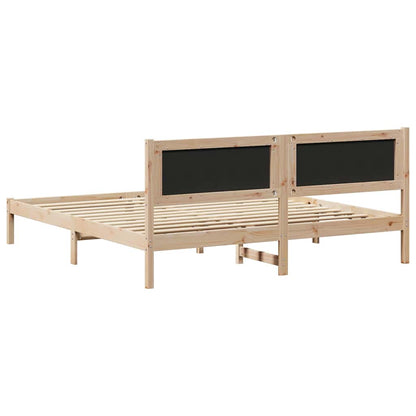Bed Frame with Headboard Black 180 x 200 cm Solid Pine Wood