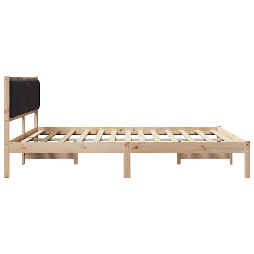 Bed Frame with Headboard Black 180 x 200 cm Solid Pine Wood