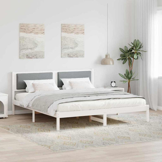 Bed Frame Light Grey 180 x 200 cm Solid Pine Wood
