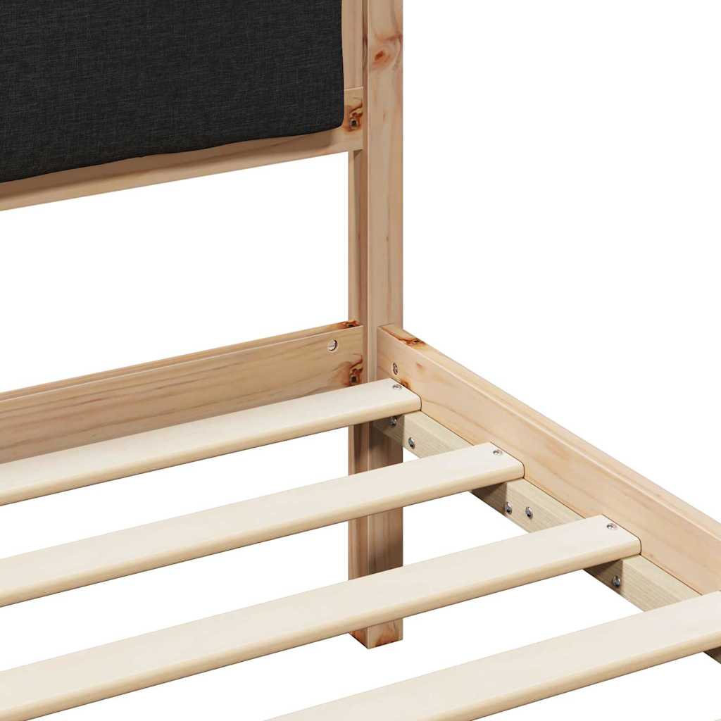 Bed Frame with Headboard Black 160 x 200 cm Solid Pine Wood