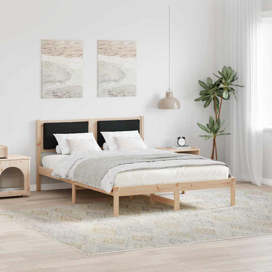 Bed Frame with Headboard Black 160 x 200 cm Solid Pine Wood