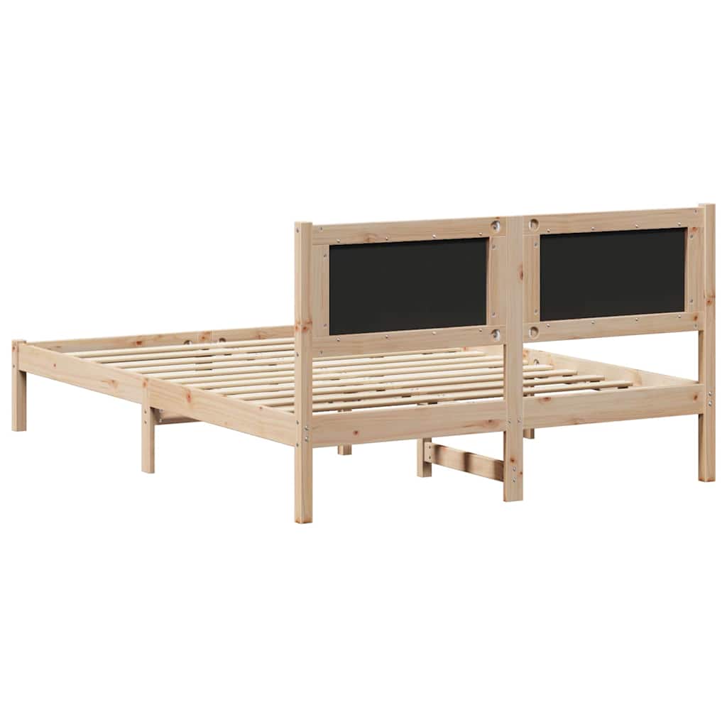 Bed Frame with Headboard Black 150 x 200 cm Solid Pine Wood