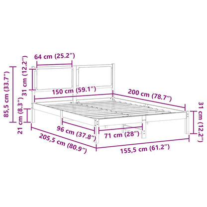 Bed Frame Light Grey 150 x 200 cm Solid Pine Wood