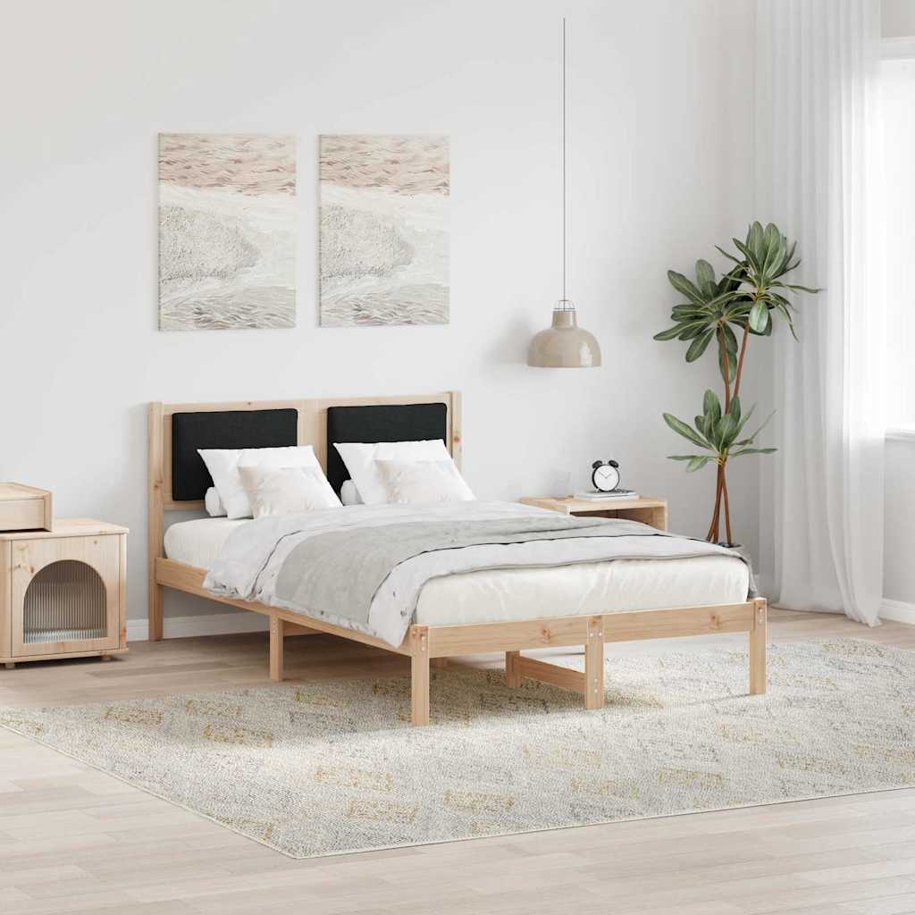 Bed Frame with Headboard Black 120 x 200 cm Solid Pine Wood