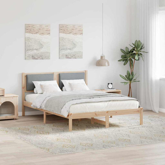 Bed Frame Light Grey 140 x 190 cm Solid Pine Wood