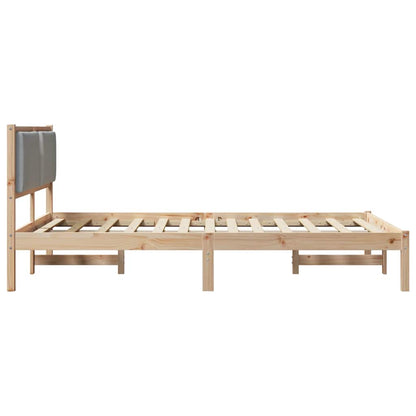 Bed Frame Light Grey 140 x 190 cm Solid Pine Wood