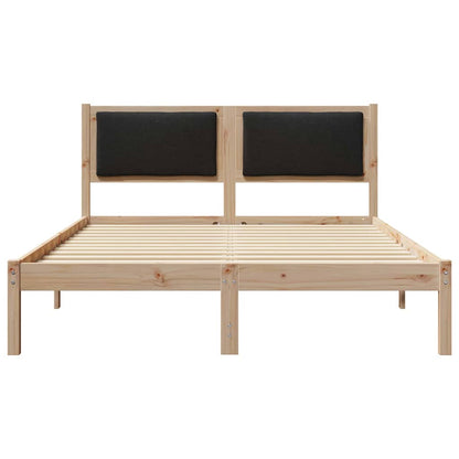 Bed Frame with Headboard Black 140 x 190 cm Solid Pine Wood