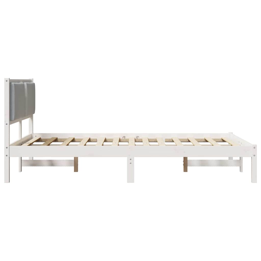 Bed Frame Light Grey 140 x 190 cm Solid Pine Wood