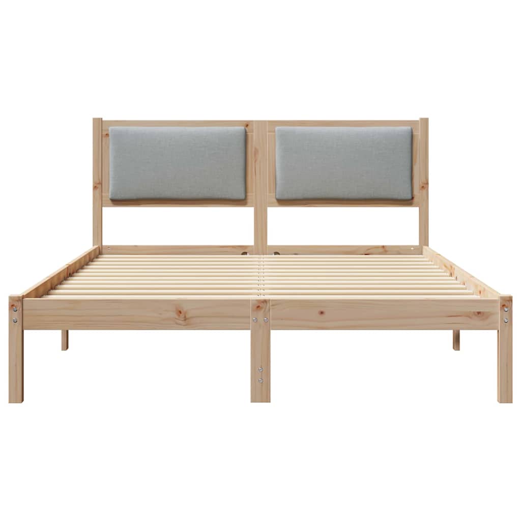 Bed Frame Light Grey 135 x 190 cm Solid Pine Wood