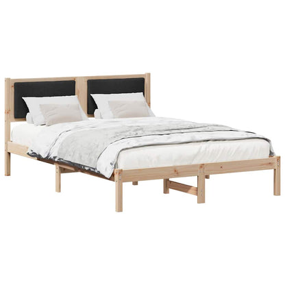 Bed Frame with Headboard Black 135 x 190 cm Solid Pine Wood