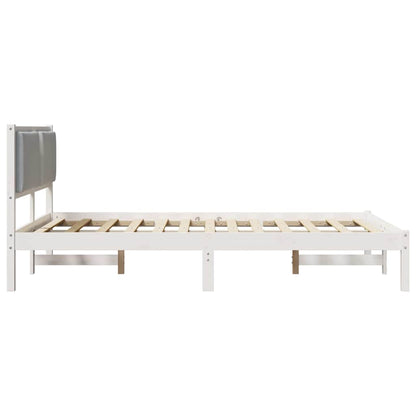 Bed Frame Light Grey 135 x 190 cm Solid Pine Wood
