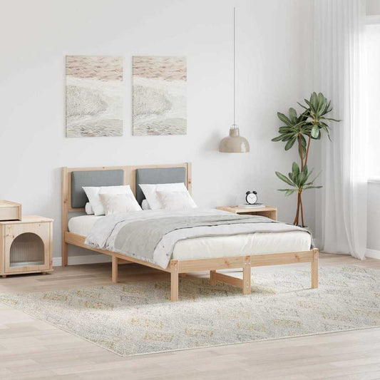 Bed Frame Light Grey 120 x 190 cm Solid Pine Wood