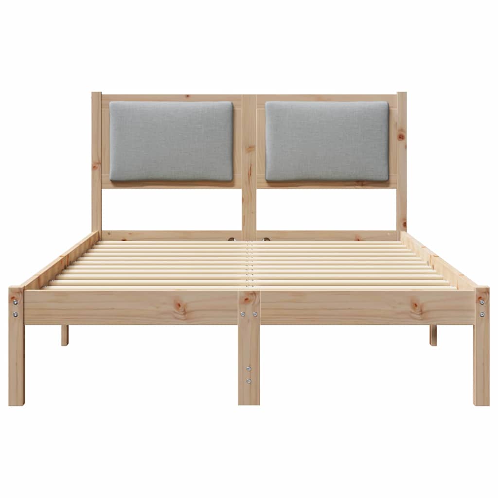 Bed Frame Light Grey 120 x 190 cm Solid Pine Wood