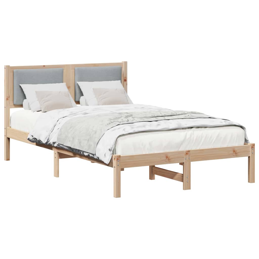 Bed Frame Light Grey 120 x 190 cm Solid Pine Wood